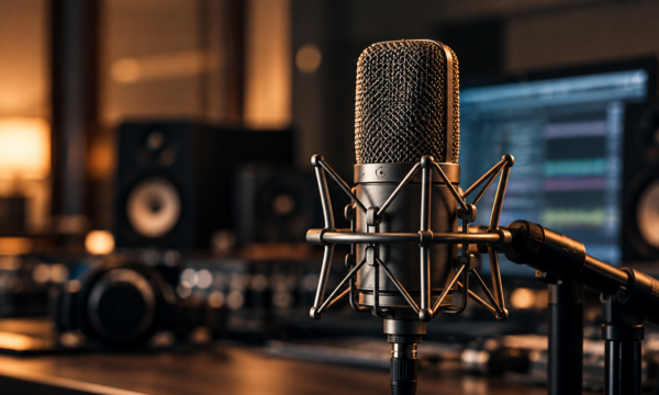Cinematic Microphone in a Warm Studio Cinematic Microphone in a Warm Studio